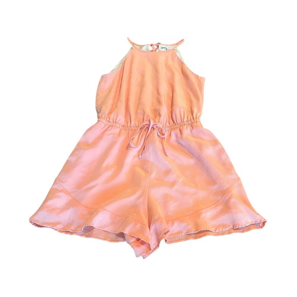 Lavender Brown Women's Sleeveless Silk Shorts Romper Peach Pink XS